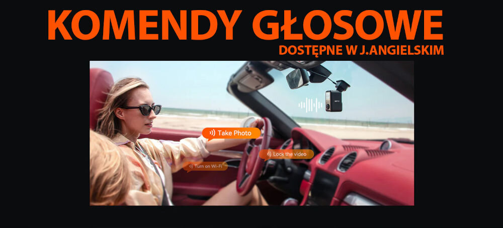 Wideorejestrator VANTRUE E360 Ace 3CH - Komendy głosowe, kobieta jadąca samochodem mówiąca do urządzenia