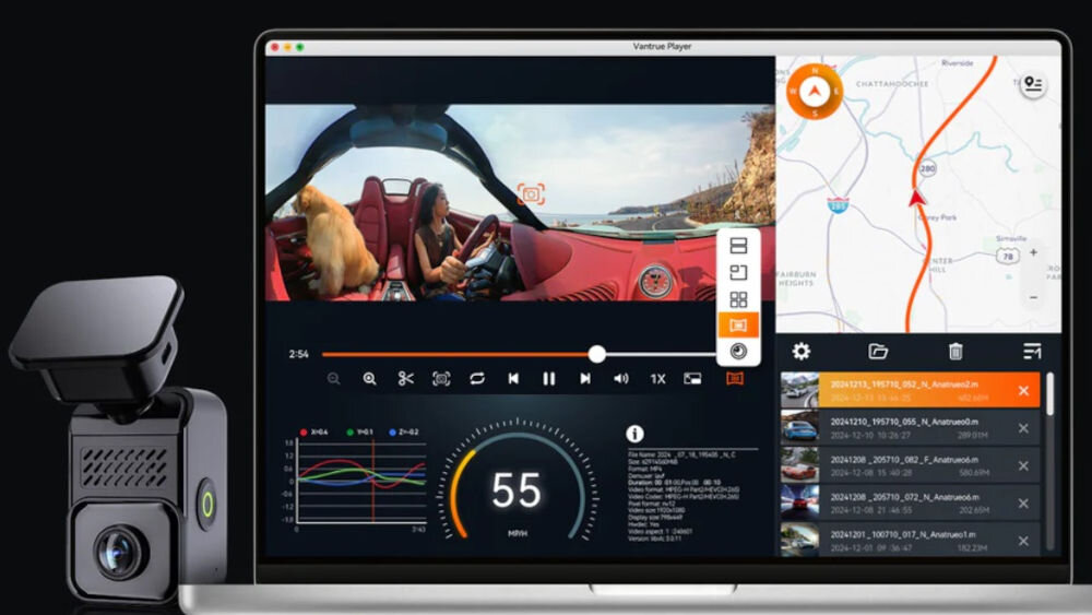 Wideorejestrator VANTRUE E360 LTE 2CH - Odtwarzacz Vantrue Player, obraz aplikacji odtwarzacza