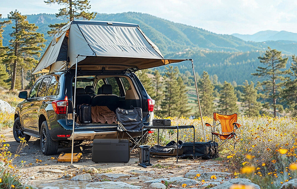 Stacja zasilania EcoFlowRiver 3 UPS UPS 245Wh Bank energii solidna konstrukcja wodoodpornosc IP54 odpornosc na temperatury do 80° wytrzyma upadki z wysokosci 1,5 m waga 3,55 kg wymiary 255 x 212 x 113 mm