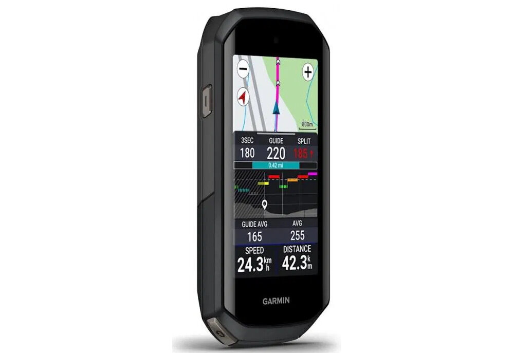 Nawigacja rowerowa GARMIN EDGE 1050 3.5 010-02890-01 nawigacja na białym tle widoczna od przodu pod skosem włączony wyświetlacz wbudowany żyroskop akcelerometr magnetometr wysokościomierz barometryczny dokładność danych treningowych klasa wodoszczelności IPX7 szeroki zakres temperatur pracy od –20°C do 50°C świadome monitorowanie wysiłku skuteczniejsze zarządzanie intensywnością jazdy