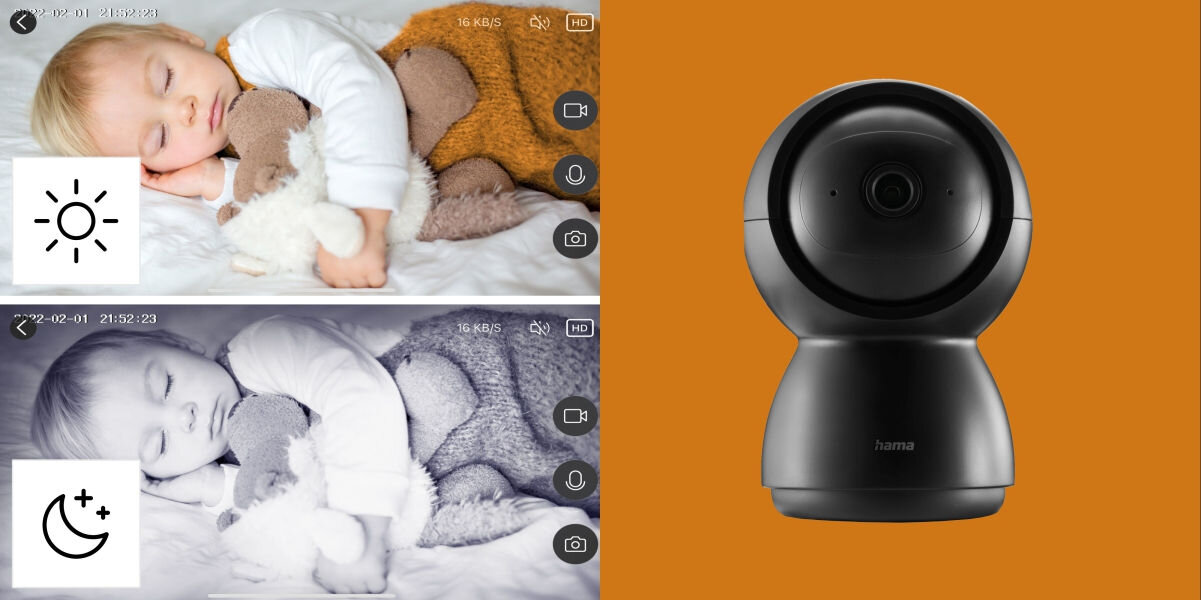 Kamera HAMA 176647 Wewnętrzna, Wi-Fi, Kamera obrotowa Widok w ciemności