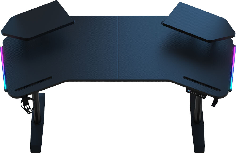 Biurko gamingowe ANDA SEAT Shadow Warrior Czarny prezentacja biurka od góry na białym tle dodatkowe podesty zwiększenie powierzchni ergonomia poprawia komfort pracy prawidłowa postawa