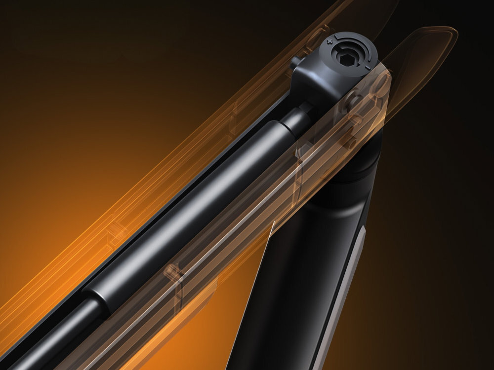 ANDA SEAT Stealth II Pro RGB Wbudowana pneumatyczna technologia płynną regulację Wzmocniona konstrukcja testy wytrzymałości na poziomie 25 000 cykli - zbliżenie na siłowniki
