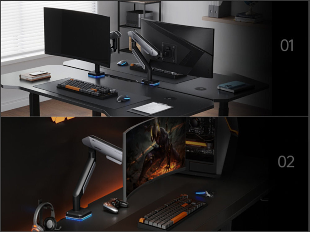 ANDA SEAT Stealth II Pro RGB Stylowe wzornictwo przestrzeni biurowej, jak i gamingowej - uchwyt na biurku