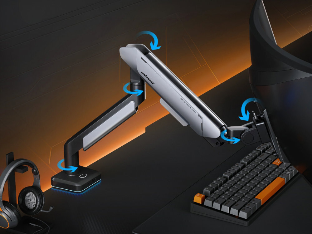 ANDA SEAT Stealth II Pro RGB Możliwość regulacji w pięciu osiach zmniejsza napięcie karku i zmęczenie oczu wygodną pozycję i komfort - regulacja w 5 osiach