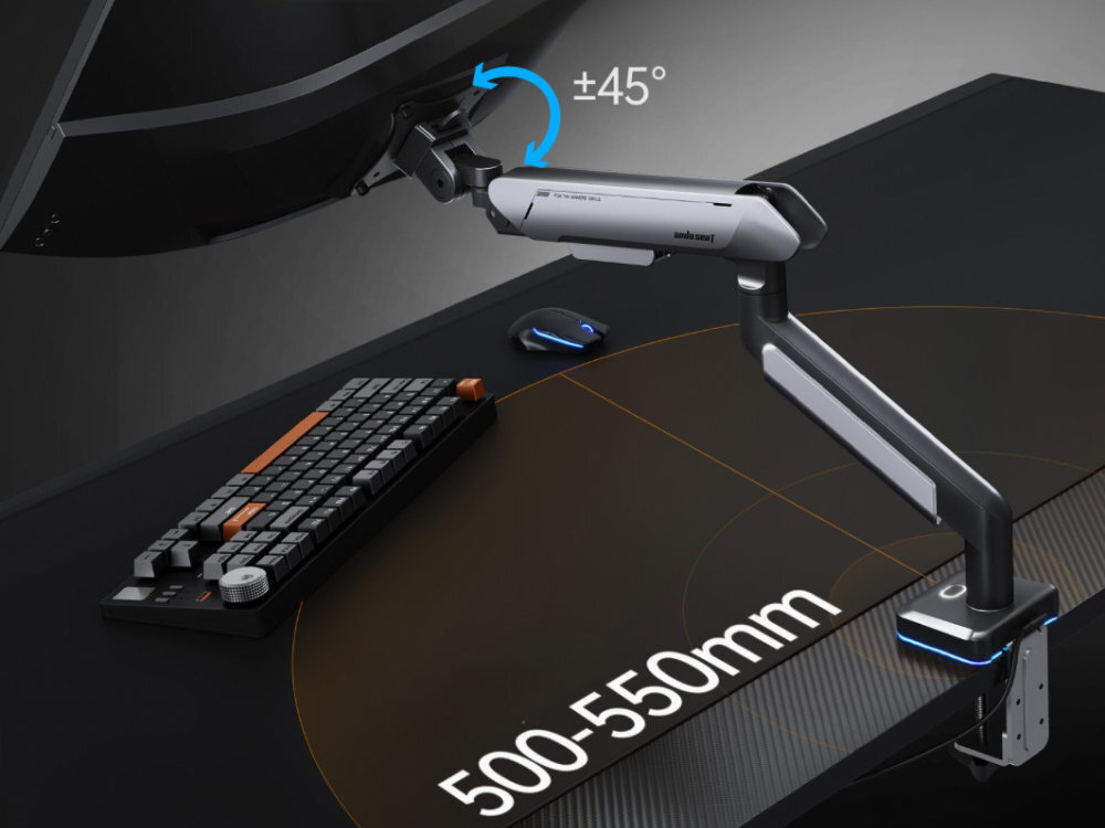 ANDA SEAT Stealth II Pro RGB Szeroki zakres regulacji optymalnej odległości od monitora chronisz wzrok - pochylenie monitora