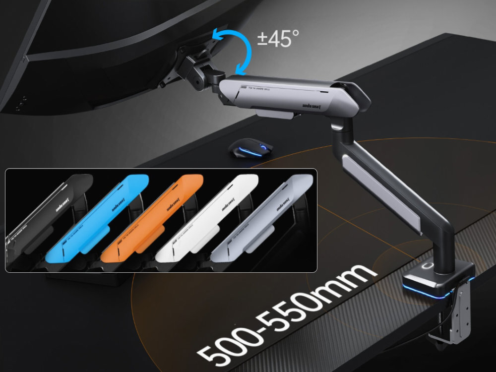 ANDA SEAT Stealth II Pro szerokiemu zakresowi regulacji zdrowy wzrok - uchwyt przymocowany do blatu