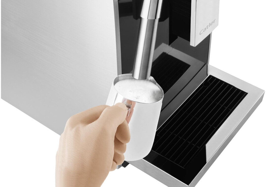 Ekspres CATLER EA 802 Cubisto wygoda użytkowania kawa ziarnista mielona espresso lungo gorąca woda wbudowana dysza parowa spienianie mleka cappuccino latte