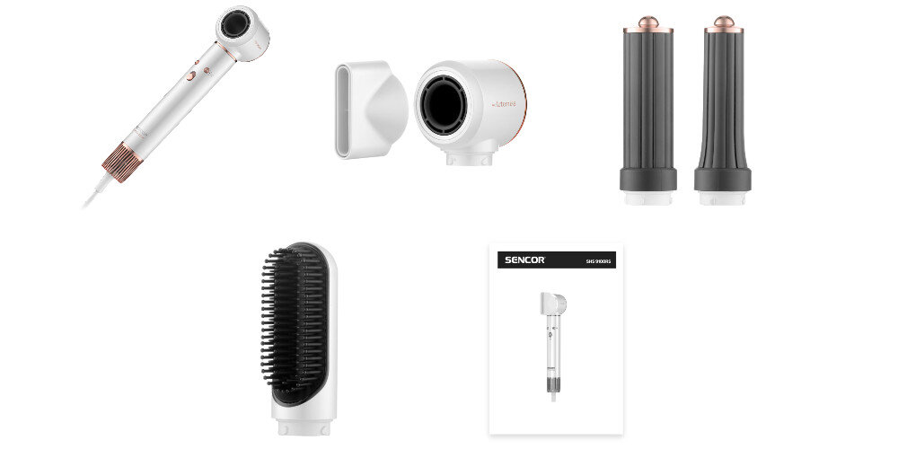 Suszarko-lokówka SENCOR SHS 9100RS 35, 50 mm 1300 zestaw akcesoria komplet wyposazenie