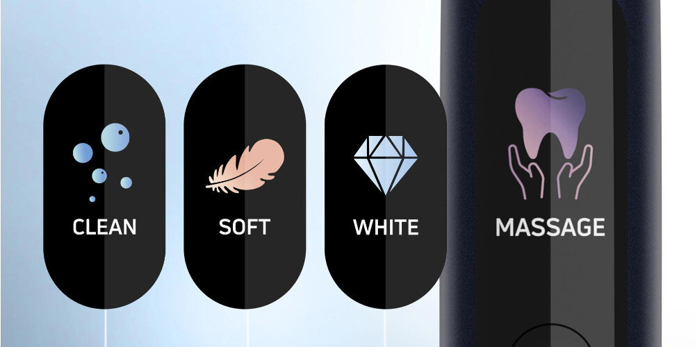 Szczoteczka soniczna SENCOR SOC 5010BL Niebieski 4 tryby 4 programami czyszczenia Clean, Soft, White i Massage intensywność dopasowanie potrzeby wyświetlacz