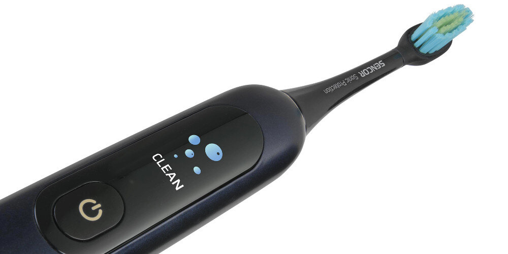 Szczoteczka soniczna SENCOR SOC 5010BL Niebieski Czytelny wyświetlacz z zalecanym dwuminutowym odliczaniem informacja konieczność wymiany końcówki higiena wyważona rączka łatwa wymiana ułatwienie obsługa