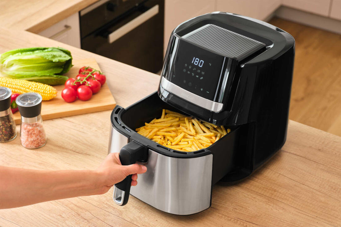 Air Fryer Frytkownica beztłuszczowa SENCOR SFR 6600SS (Wi-Fi) z 10 gotowymi programami Bez zapachu smażenia zdrowe jedzenie czystsze powietrze w kuchni poprawia komfort codziennego gotowania