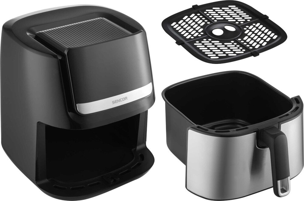 Air Fryer Frytkownica beztłuszczowa SENCOR SFR 6600SS (Wi-Fi) z 10 gotowymi programami Czystość bez wysiłku Wyjmowany kosz z powłoką zapobiegającą przywieraniu  ułatwienie porządki chłodna w dotyku obudowa