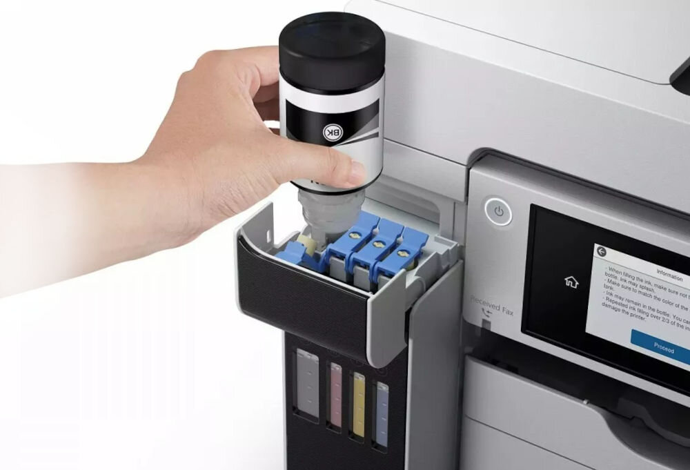 Urządzenie wielofunkcyjne EPSON EcoTank Pro L15180 Druk w kolorze, Automatyczny druk dwustronny, Wi-Fi prezentacja uzupełniania atramentu ecotank system bez kartridży redukcja odpadów pojemniki na atrament