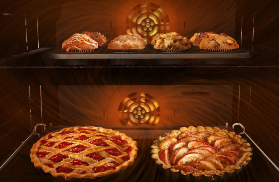 Podwójne podgrzewanie dla równomiernego pieczenia.