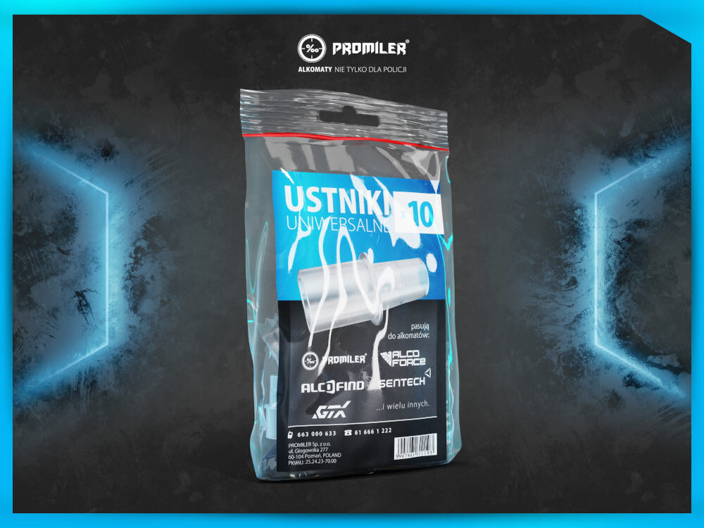 ustnik uniwersalny PROMILER do alkomatow AlcoForce GTX 10 sztuk zestaw akcesoria komplet wyposazenie