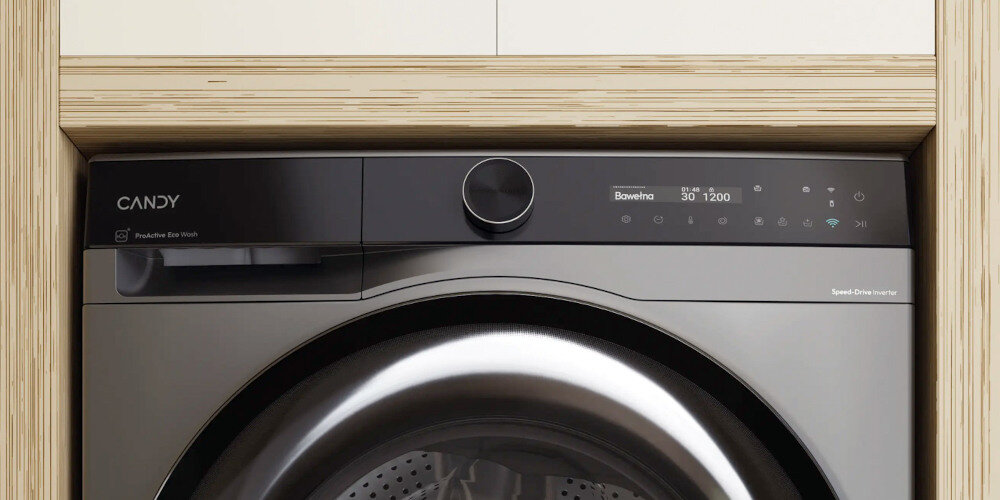 Pralka CANDY AI BS 411B9G-S Wyświetlacz LCD intuicyjny Przejrzyste ikony łatwe sterowanie otwór załadunkowy
