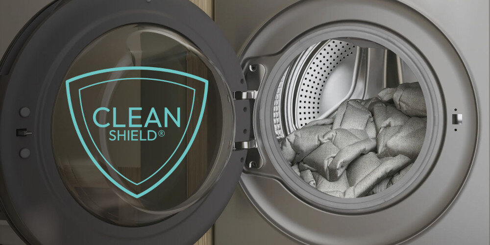 Pralka CANDY AI BS 411B9G-S Higieniczne pranie z systemem antybakteryjnym Clean Shield usuwanie bakterii zarazków czyste pranie wolne od bakterii od osadów zapachów certyfikat