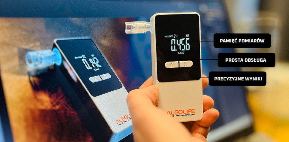 Alkomat ALCOLIFE S3 Wygoda użytkowania komfort korzystanie czas pomiar wymiary łatwe przechowywanie czytelny wyświetlacz LED
