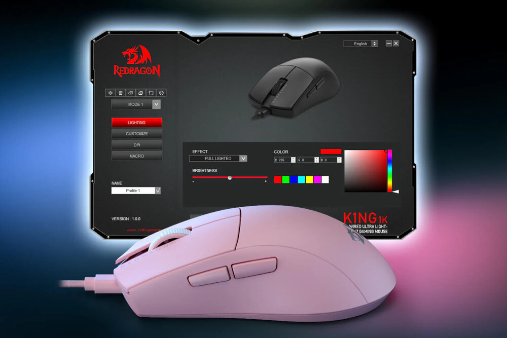 Mysz REDRAGON K1NG M724 oprogramowanie czestotliwosc