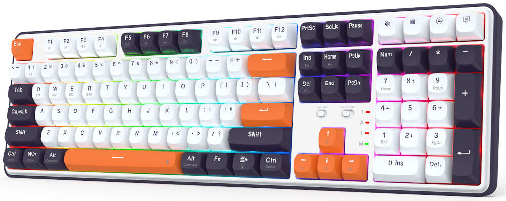 Klawiatura K689WBO-RGB-PRO Wyvern
kontrola bez zakłóceń technologie Anti-Ghosting oraz N-Key Rollover, produkt na białym tle