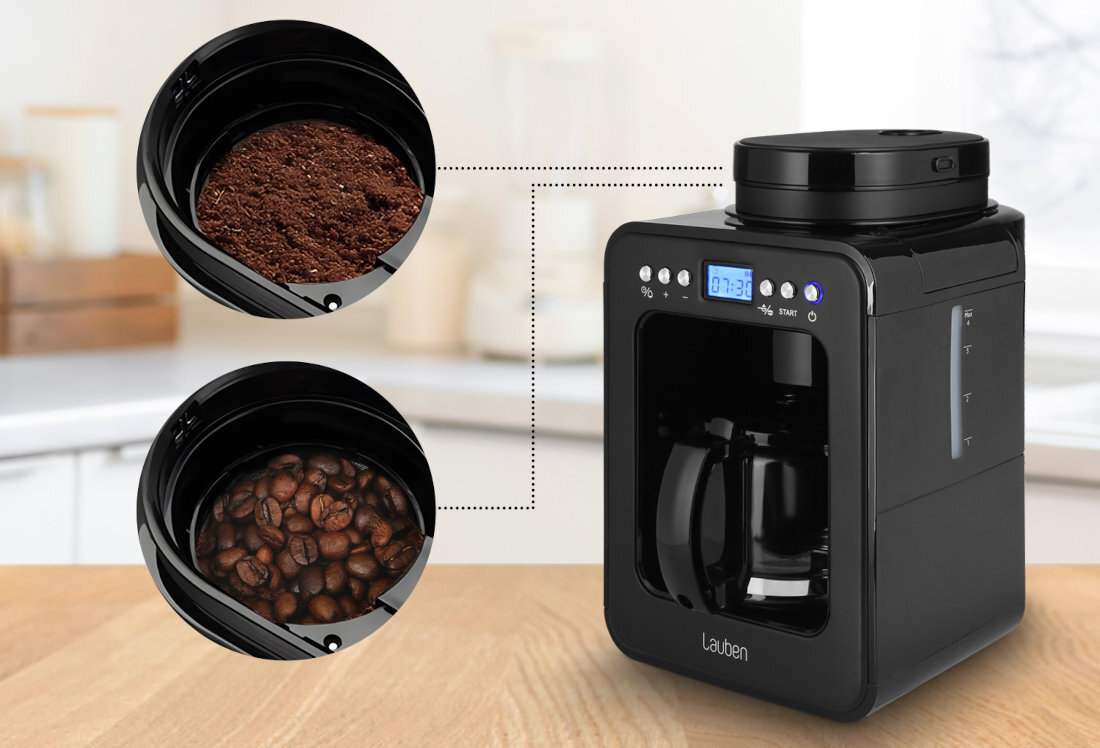 Ekspres LAUBEN Grind & Drip Coffee Maker 600BB Świeżo mielona przyjemność Wbudowany młynek aromat Dwa poziomy mielenia dopasowanie smak upodobania wygoda komfort