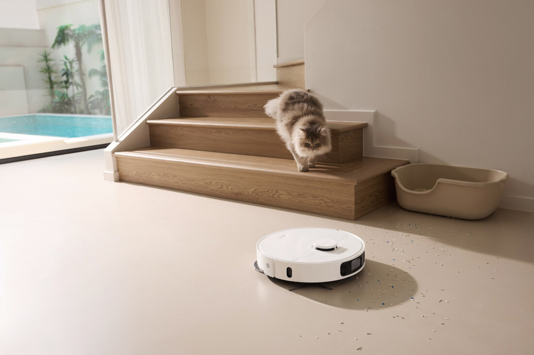 Robot sprzątający DREAME Mova P10 Ultra zdjęcie lifestyle Duża moc ssania Moc ssania na poziomie 8300 Pa (8,3 kPa) 