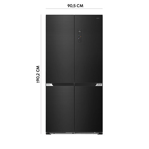 Lodówka Multidoor Slot-In MPM-503-SSI-10 z zaznaczeniem poszczególnych wymiarów.