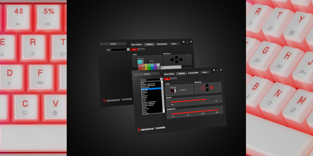 GENESIS Thor 660 G2 podświetlenie RGB PRISMO 26 trybów świecenia własne kombinacje makr funkcji anti-ghosting multimedialnych skrótów
