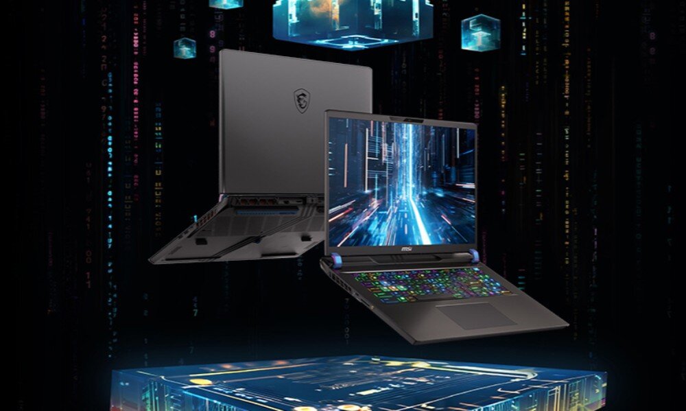 Futurystyczny laptop MSI Vector 17, zaprojektowany dla graczy, z innowacyjnym wyglądem i zaawansowanymi technologiami.