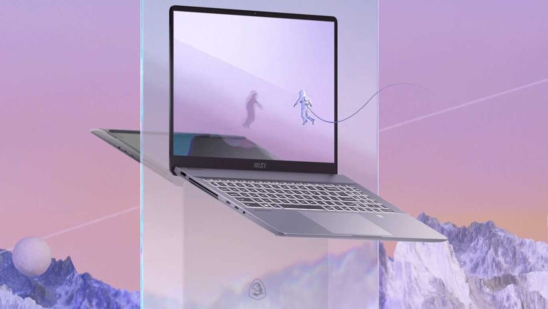 Laptop MSI Creator Z16 HX Studio - Laptop MSI Creator Z16 HX Studio na kolorowym tle.