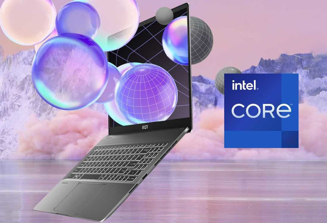 Laptop MSI Creator Z16 HX Studio - Otwarty laptop MSI Creator Z16 HX Studio z logo Intel Core na ekranie, dobry do kreatywnej pracy. 8 rdzeniom P-Core i 8 rdzeniom E-Core, Intel Core
