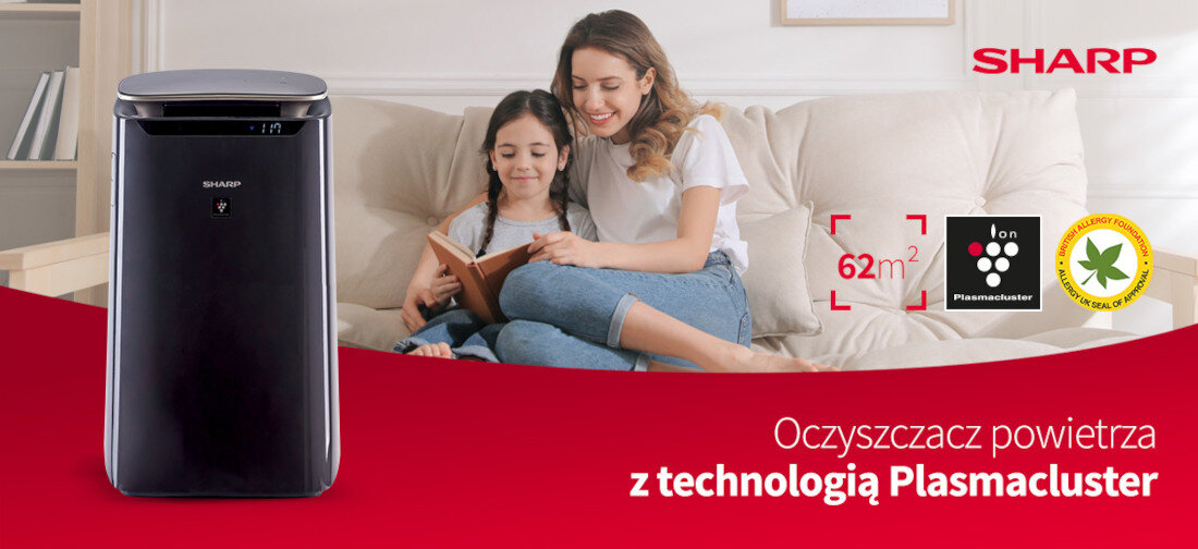 Oczyszczacz powietrza SHARP FP-J80EUH wygląd design tło prezentacja wizualizacja
