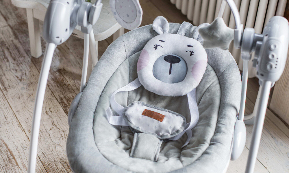 Bujaczek MOMI Liss BULE00014 Różowy Wygodne miejsce odpoczynku Szerokie siedzisko z miękkiego pluszu bujanie odpoczynek Delikatna tkanina przyjemna dla skóry w kształcie misia