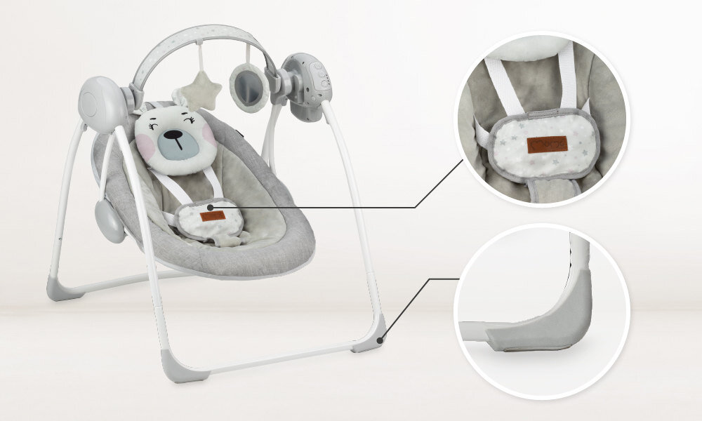 Bujaczek MOMI Liss BULE00014 Różowy Stabilność każdego dnia Solidna konstrukcja szeroki rozstaw nóg Antypoślizgowe podkładki poczucie bezpieczeństwa 5-punktowe pasy bezpieczeństwa szeroki pas krokowy  pozycja