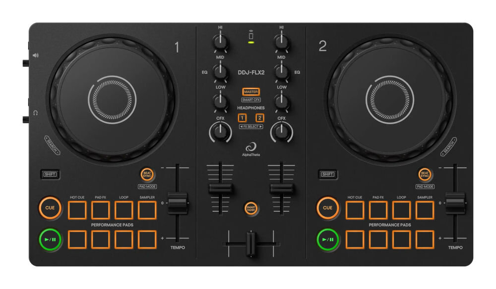Kontroler DJ ALPHA THETA DDJ-FLX2 - Lekka, kompaktowa konstrukcja, kontroler od góry