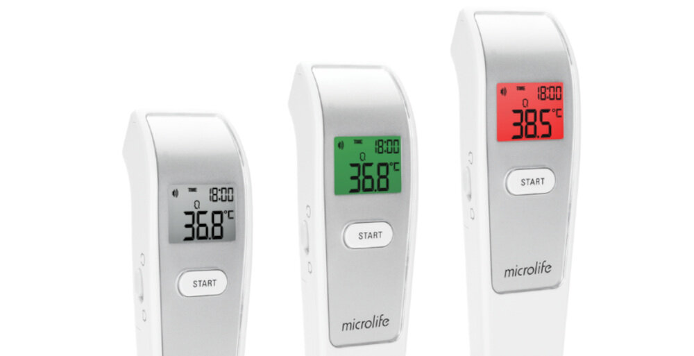 Termometr MICROLIFE NC150  Kolorowe powiadomienie Technologia Silent Glow™ kolor Czerwone podświetlenie temperatura alarm dźwiękowy  informacja