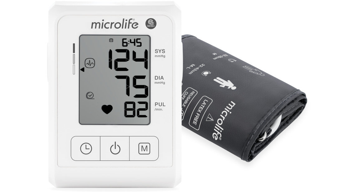 Ciśnieniomierz MICROLIFE BP B1 Classic Komfortowy pomiar technologia Gentle+ dostosowuje napełnianie mankietu walidacja kliniczna międzynarodowe standardy precyzji Dokładność pomiaru ciśnienia pulsu odczyt