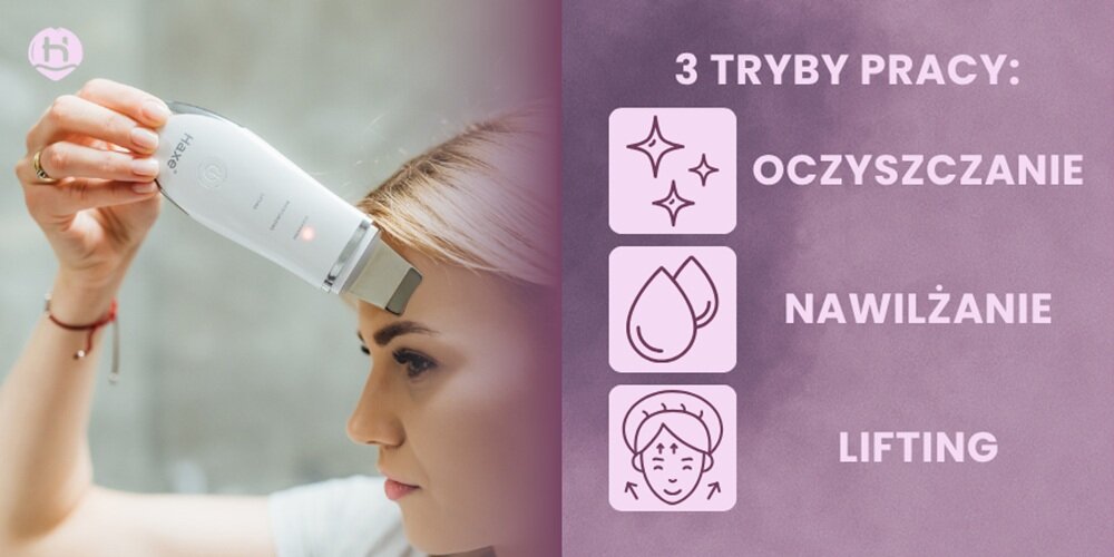 Urządzenie do peelingu kawitacyjnego HAXE HX50001 urządzenie w użyciu, działanie punktowe, efekt oczyszczenia