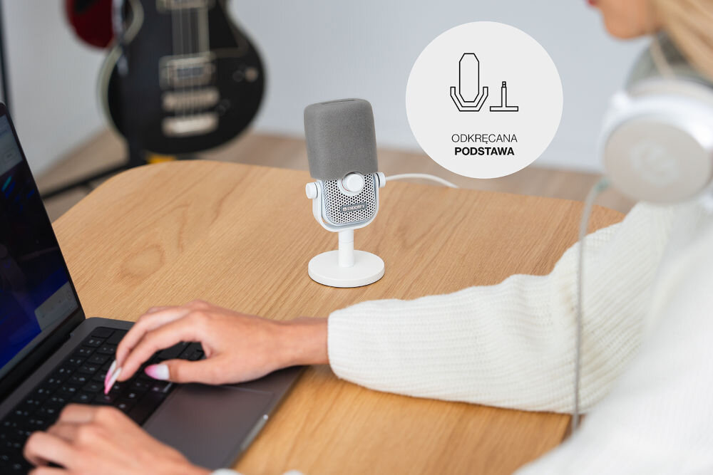 Mikrofon ENDORFY Solum Voice S Onyx Biały odkręcana podstawa