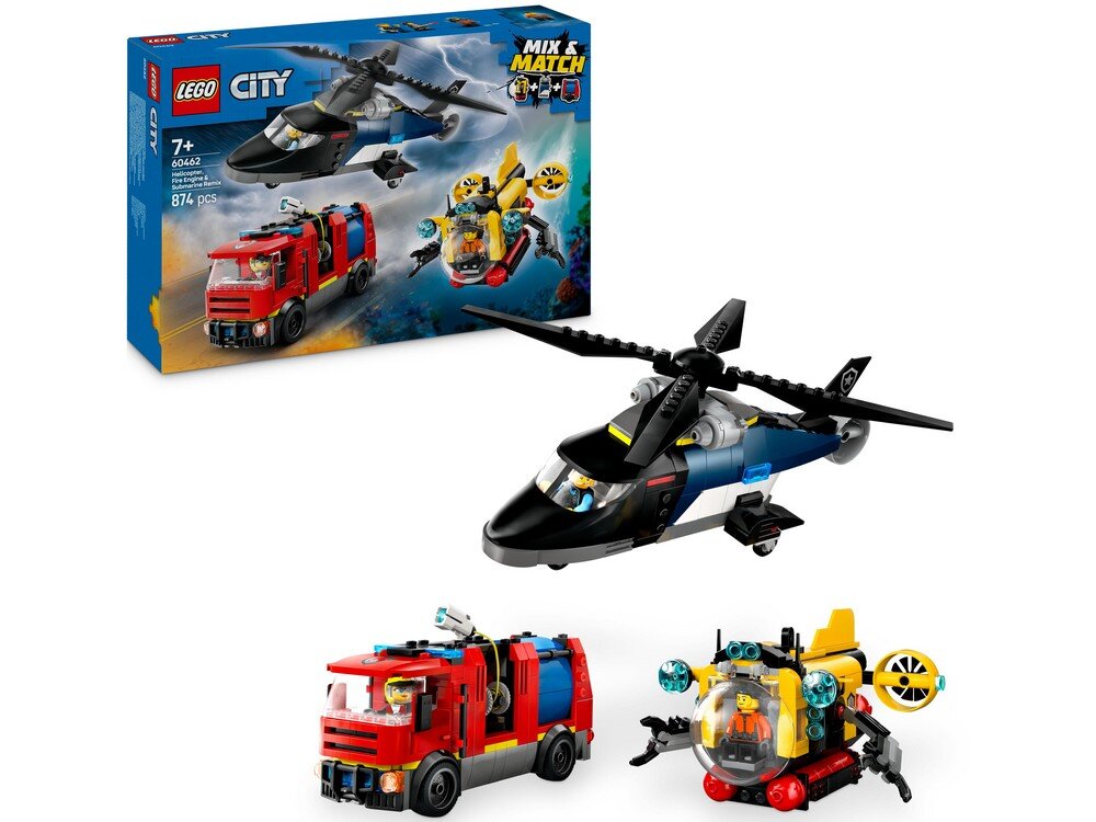 LEGO 60462 City Zestaw z helikopterem, wozem strażackim i łodzią podwodną zestaw pudełko