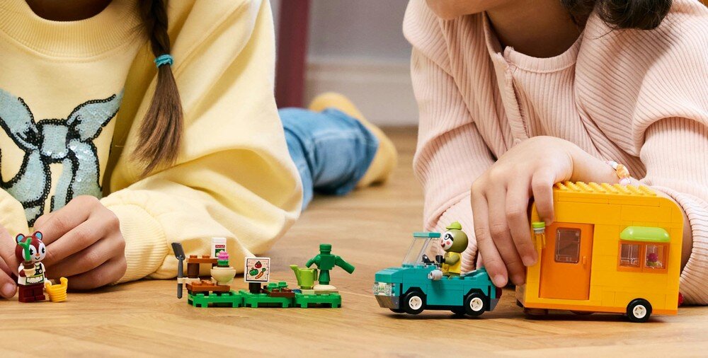 LEGO 77054 Animal Crossing Leif i jego karawan oraz sklep ogrodniczy dzieci bawią się zestawem elementy klocki gra