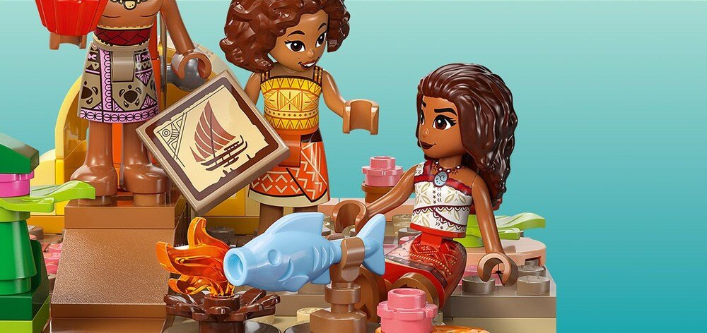 LEGO 43270 Disney Princess Kajakowa przygoda Vaiany figurki figurka świnki Pui LEGO ǀ Disney minilaleczki LEGO ǀ Disney Vaiany, budowniczej łodzi Loto i wioślarza Moniego