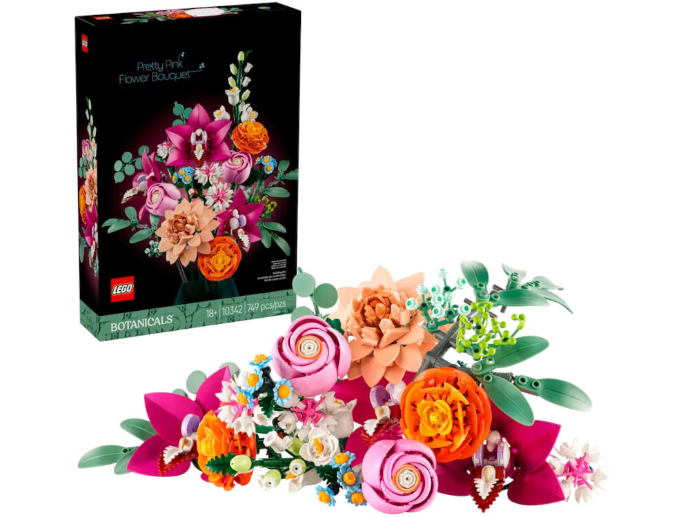 LEGO 10342 ICONS Botanicals Piękny bukiet różowych kwiatów złożony bukiet opakowanie
