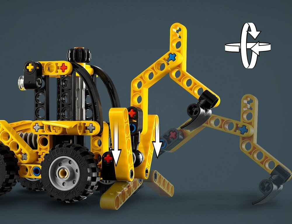 LEGO 42197 Technic Koparko-ładowarka wizualizacja pracy mechanizmu