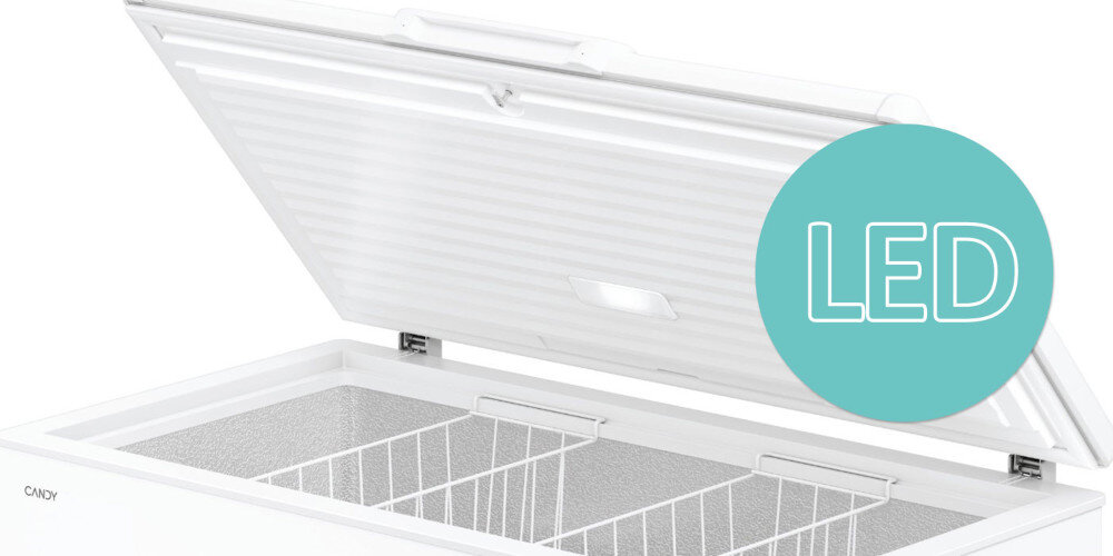 Zamrażarka CANDY CCHH 3012E Wydajne oświetlenie LED oszczędzanie energii równomiernie rozjaśnia komorę silne światło oszczędzanie energii