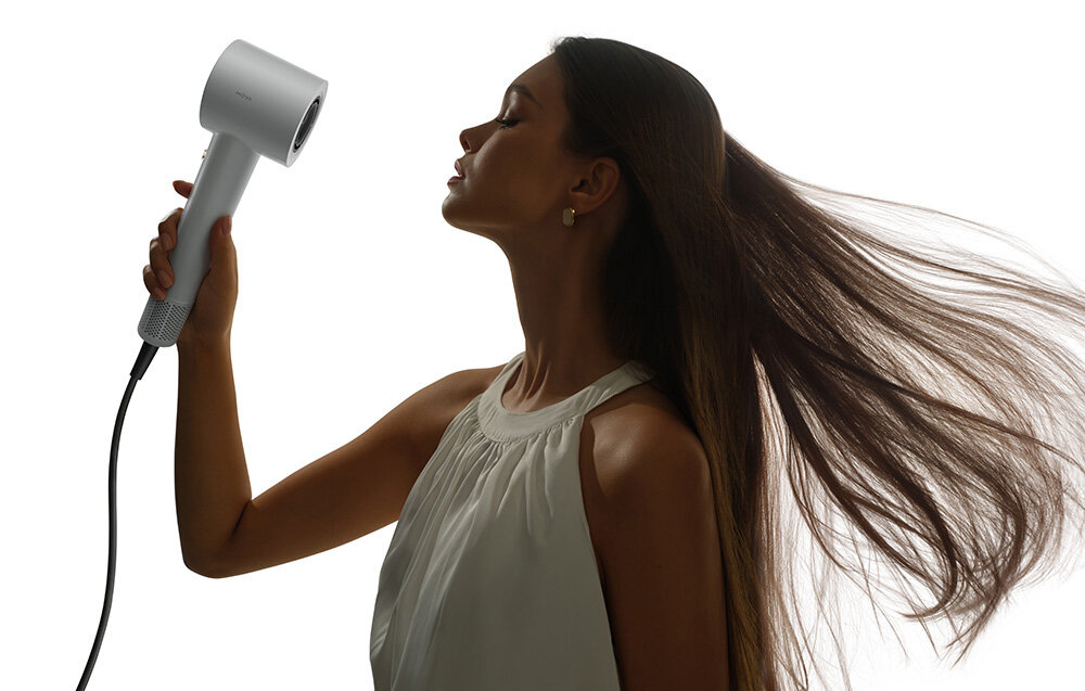 Suszarka do włosów MOVA Turbo szara wygląd design tło wizualizacja Dla każdych włosów<