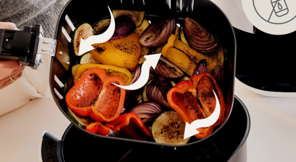 Air Fryer Frytkownica beztłuszczowa ZEEGMA Knapper Grand 7.7l 8 automatycznych programów Lekkie posiłki Technologia obiegu gorącego powietrza ulubione potrawy bez użycia oleju