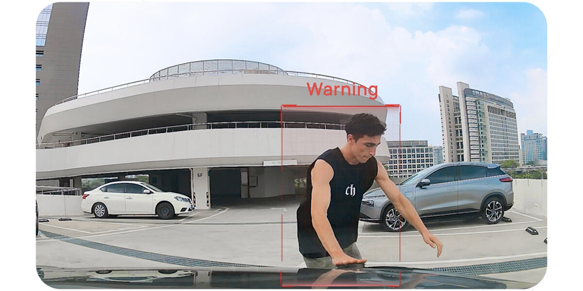 Wideorejestrator 70MAI 4K A810 HDR + Karta SD 128GB - Bezpieczeństwo na postoju, obraz wykrywania ruchu przy samochodzie