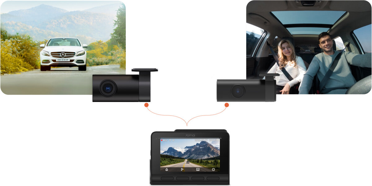 Wideorejestrator 70MAI 4K A810 HDR + Karta SD 128GB - Zdalna kontrola auta, widerejestrator, dwa kadry z przodu i tyłu auta